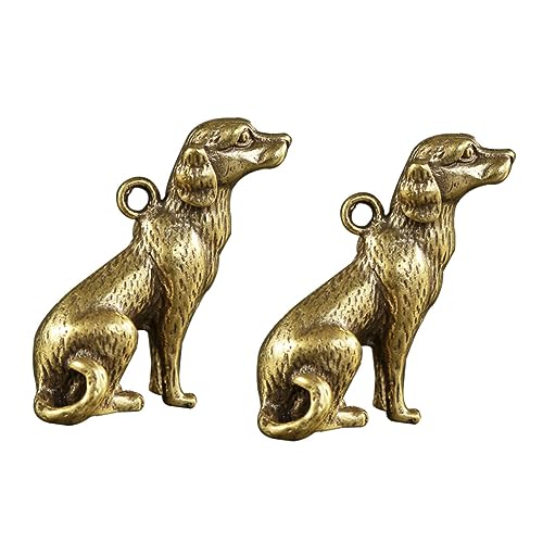 ARTIBETTER 2pcs Brass Dog Pendants Unique Craft Ornaments for Keychains Necklaces Home Decor Durable Detailed Design for Pet Lovers