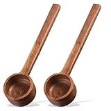 2 Pcs Coffee Scoop 8 in Long Handle Wooden Measuring Spoons Tablespoon Ground Coffee Scoop Long Wooden Scoops for Canisters Deep Jars Kitchen Tools Utensils Cooking Mixing Stirrer