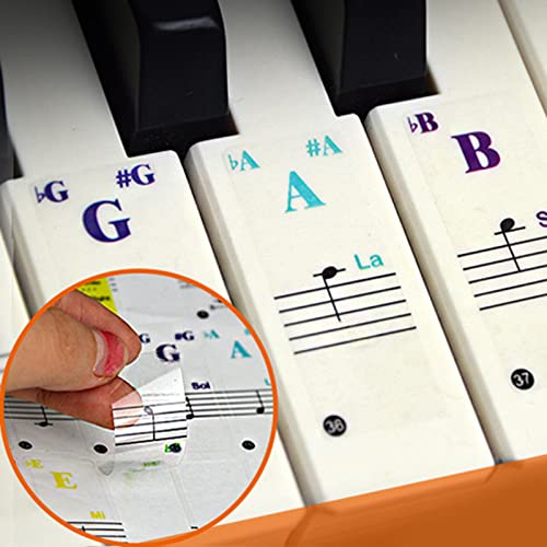 Piano Keyboard Sticker For 88/61/49 Keys Transparent & Removable Piano Sticker Electronic Piano Keyboard Note Stickers Piano Keyboard Letter Stickers For Beginners Piano Keyboard Stickers For Piano