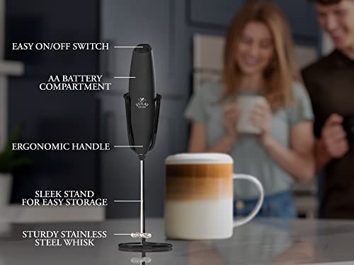 Zulay Executive Series Ultra Premium Gift Milk Frother For Coffee With Improved Stand - Coffee Frother Handheld Foam Maker For Lattes - Electric Milk Frother Handheld For Cappuccino, Frappe, Matcha #TOP6