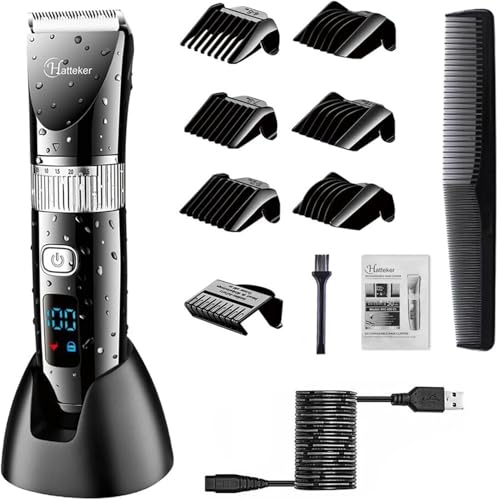Hatteker Tondeuse Cheveux Tondeuse Barbe Professionnelle Electrique avec Ecran LCD Sans Fil USB Rechargeable Imperméable
