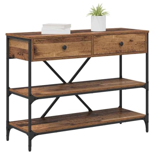 Mesa consola estrecha para ahorro de espacio con cajones de madera 4