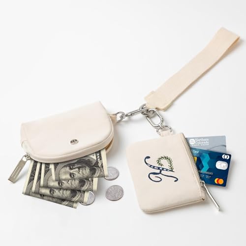 Image of MAMONA Keychain Wallet - Mini Zip Around Wristlet Wallets with Detachable Dual Pouch - Ideal Portable Coin Purse for Women and Men