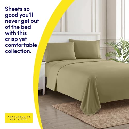 Image of 1500 Supreme Collection Extra Soft Split King Sheets Set, Sage - Luxury Bed Sheets Set with Deep Pocket Wrinkle Free Bedding, Over 40 Colors, Split King Size, Sage