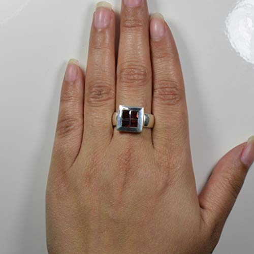 Bague argent véritable grenat rouge pierre de naissance Janvier - 6