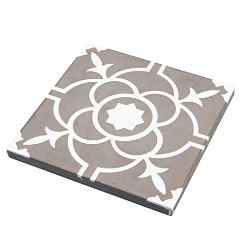 Mto0559 Classic 8X8 Floral Khaki White Matte Cement Tile (Sample Swatch) #TOP2