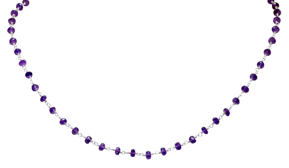 Gehna Jaipur 18" Amethyst Gemstone Bead Chain in .925 Sterling Silver CS1062 (B09PWRVR38) Amazon Price History, Amazon Price Tracker