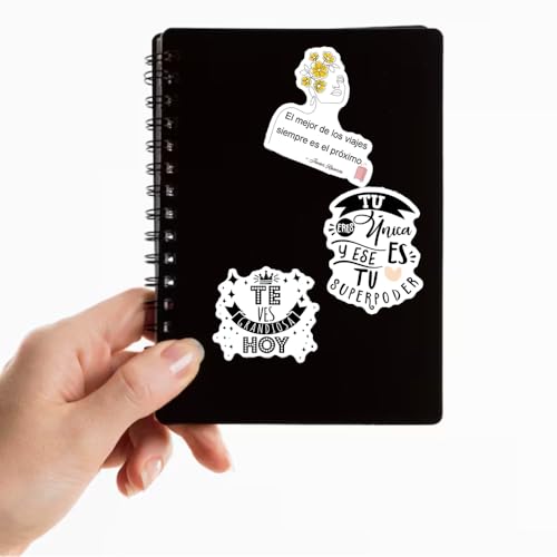 Image of Spanish Motivational Stickers - No Duplicates - Inspirational Affirmation Decals for Teachers, Students & Classroom - Waterproof Vinyl Quotes for Water Bottles, Journals & Scrapbooks