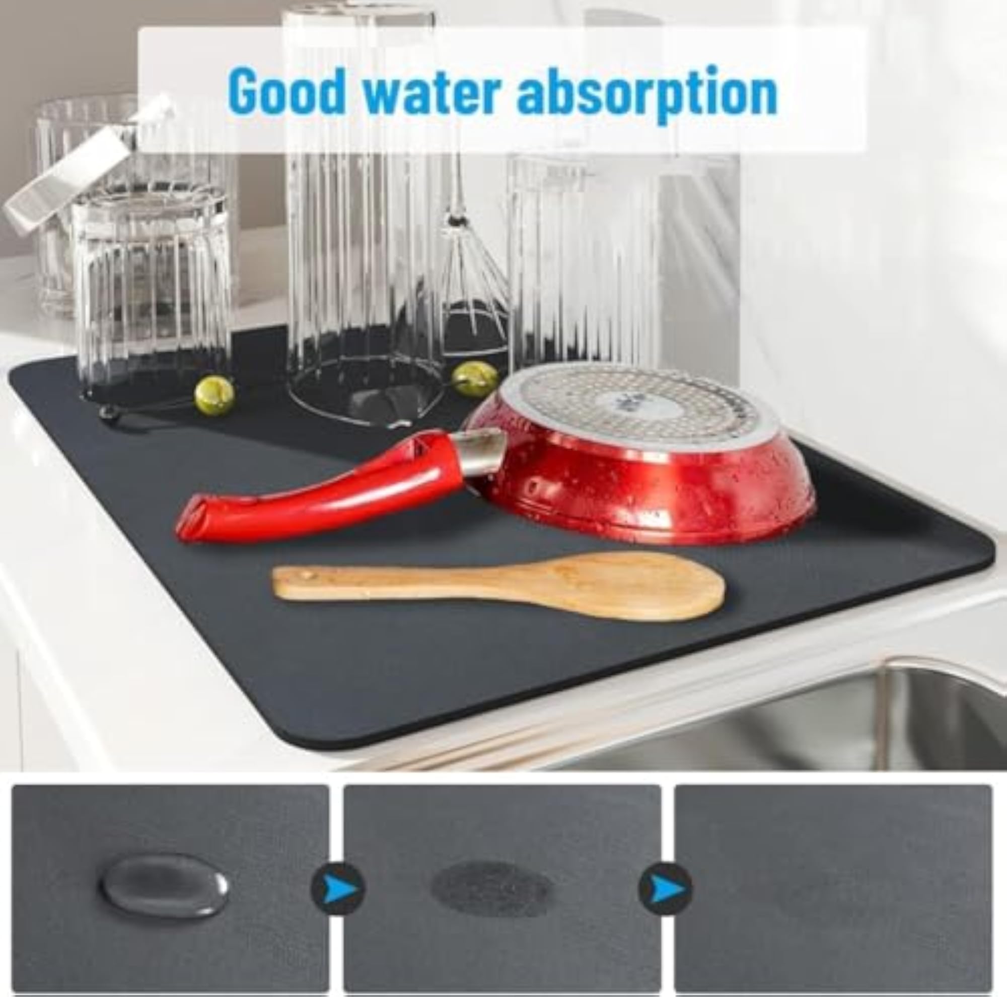 Large Dish Drying Mat Water Absorbent for Kitchen
