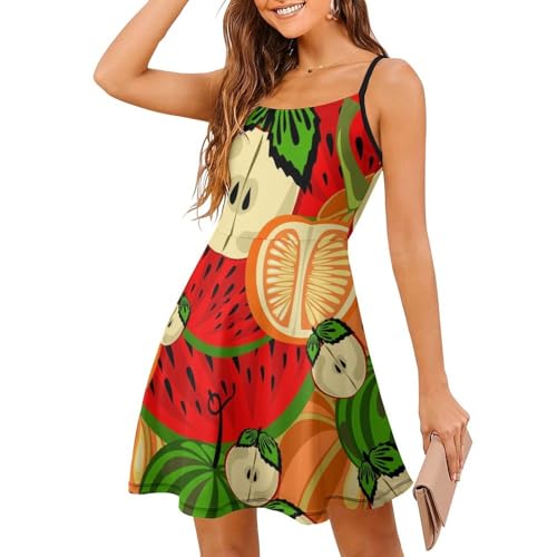 Robe d'été pastèque sans manches avec bretelles spaghetti légères
