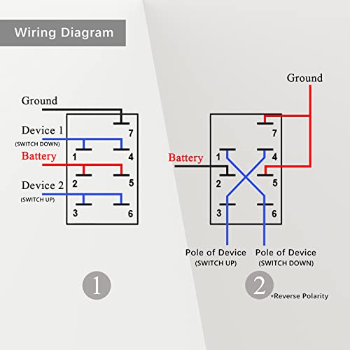 Image of 12V DC Motor Polarity Reversing Switch DPDT Momentary Rocker Switch Panel with Pigtail Wire Up Down Switch for Car Boat RV 12V /20A 24V /10A Waterproof IP68