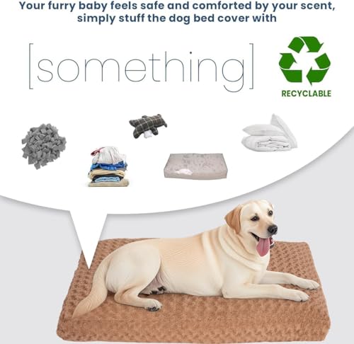 Image of Faux Fur Dog Bed Covers - Ultra Soft Rose Velvet, Removable & Washable, Cozy & Durable,Large Pet Bed Cover Only (No Filling) - Gray, (Rose Velvet Brown, 42 inch L x 28 inch W x 4.5 inch Th)