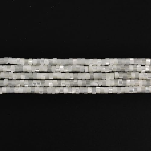 Image of HAAMIIQII Natural White Mother of Pearl Shell Beads 2x4mm Heishi Disc Shape Semi Precious Stone Loose Gemstone Beads for Jewelry Making Strand 15 Inch (160-165pcs)
