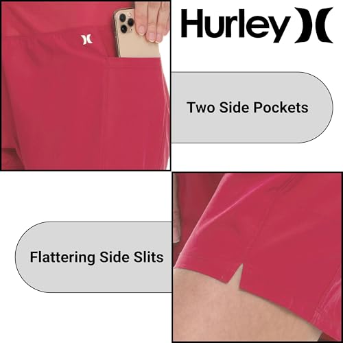Image of Hurley 5 inch /7 inch High Waisted Swim Shorts Women, Board Shorts with Pockets & Inner Liner, Quick Dry Swim Trunk, UPF 50+