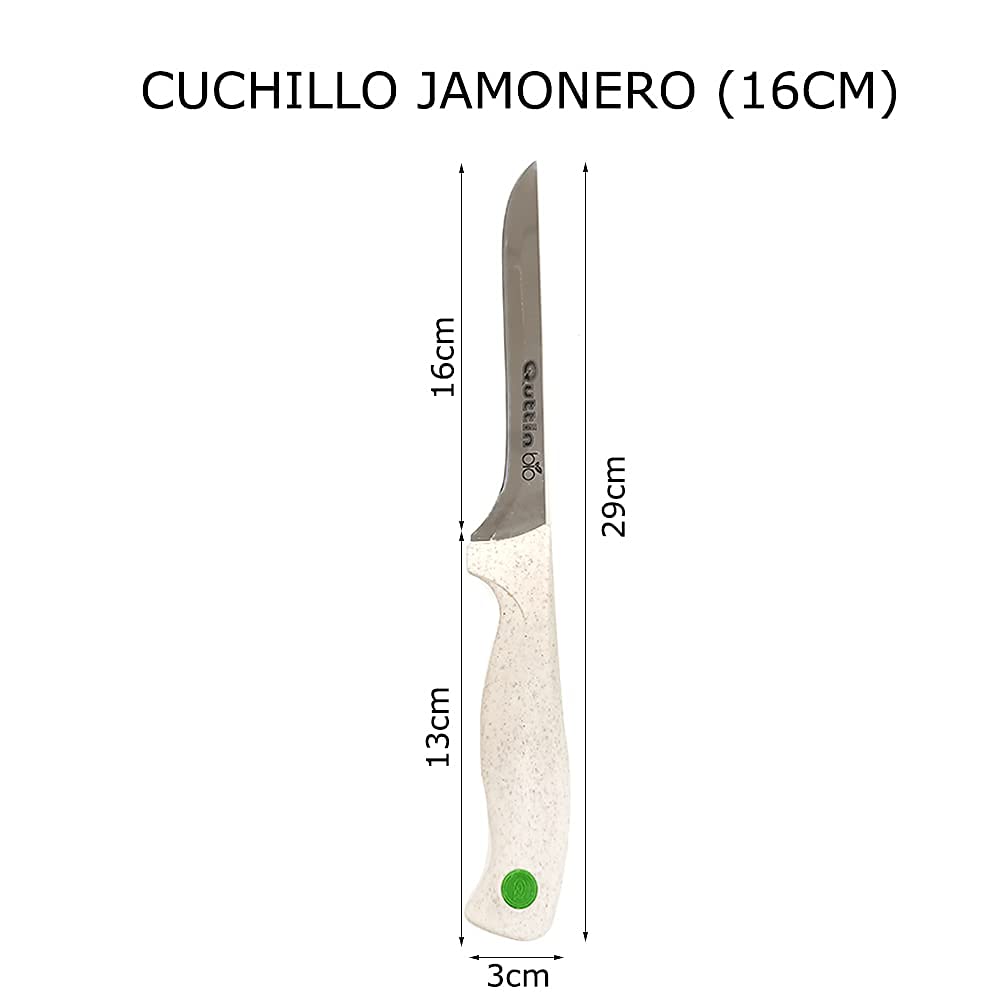 FIDON-Serie Quttin BIO, Cuchillos de Cocina Profesional, de uso para diferentes alimentos, especialmente diseñado para cortar,pelar,decorar y esculpir,todo el trabajo fino. (CUCHILLO JAMONERO (16CM))