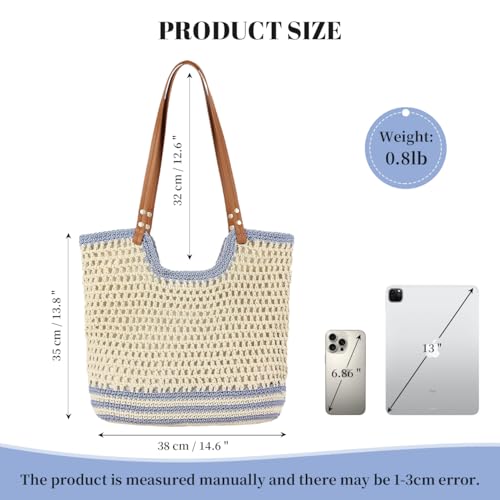 Image of Crochet Beach Bag Summer Woven Tote Bag Crochet Purse for Women handbags Boho Shoulder Bags for Travel Vacation