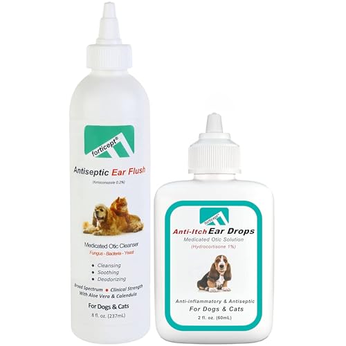 Forticept Dog Ear Infection Treatment Kit, Dog Ear Cleaner 8oz and Dog Ear Drops 2oz Forticept Dog Ear Infection Treatment Kit, Dog Ear Cleaner 8oz and Dog Ear Drops 2oz