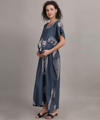 Image of Fabme Women's Printed Kaftan Nursing and Maternity Nighty