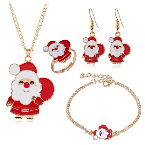 Preisvergleich Produktbild Joyibay Weihnachtsschmuck-Set Mode Armband Fingerring Anhänger Ohrringe Mit Anhänger Halskette