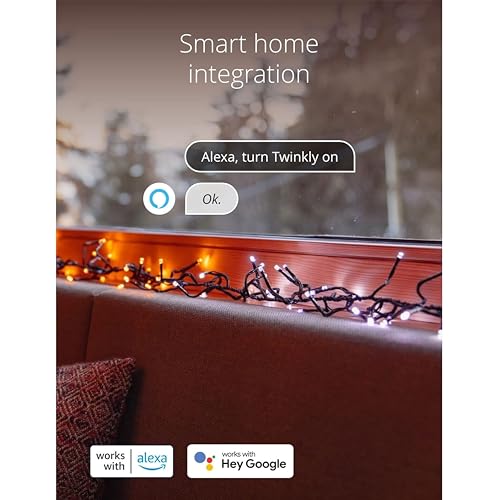 Twinkly Cluster – App-Controlled LED Christmas Lights with 400 AWW (Amber, Warm White, Cool White) LEDs. 19.7 feet. Green Wire. Indoor and Outdoor Smart Lighting Decoration