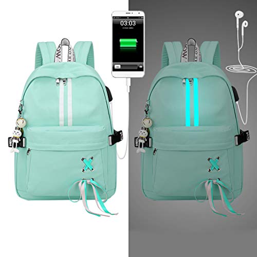 Museourstyty: Mochila reflectante para la escuela  con orificio para auriculares y cargador