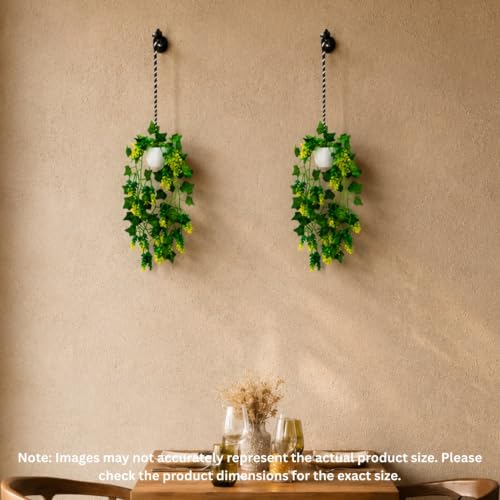 Image of fancymart Artificial Hanging Ivy Plant with White Hanging Pot & Rope, 60 cm Height, Pack of 2, Realistic Green Leaf Creeper for Home, Office, Living Room & Wall Decor