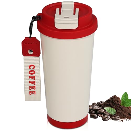 DITOSH Insulated Coffee Tumbler 17.9oz 530ml Travel Coffee Mug 316 Stainless Steel Dual Drink Openings Leakproof Lid Reusable Insulated Coffee Mug Hot and Cold Ideal Travel Mug for Coffee Lover Daily