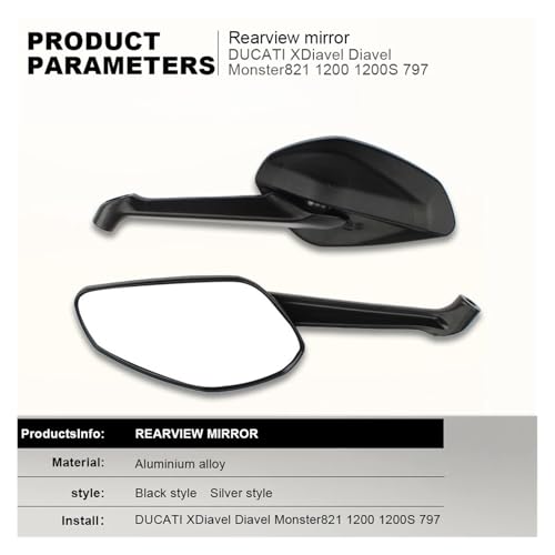 Rétroviseurs de Moto pour Duc&ati XDiavel Diavel Monster 821 1200 1200S 797 Street Fighter V4 Rétroviseurs latéraux de Moto Guidon Miroirs Arrière – vue 5