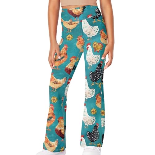 POLERO Floral Flared Pants Leggings High Waisted Yoga Pants Kids Bell Breathable Bottoms for Girls