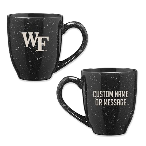 Image of Rico Industries NCAA Wake Forest Demon Deacons Black Personalized 16 oz Team Color Laser Engraved Speckled Ceramic Coffee Mug