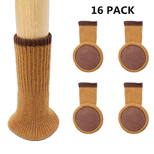 Preisvergleich Produktbild Möbelauflagen Tischbein Socken Stuhlbeinschützer Filzgleiter Flexible Premium-Möbelauflagen Geräuschdämpfungsauflagen Kaffee 16-Pack