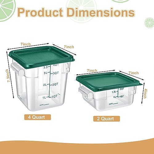 Barydat BARYDAT-BAKING CONTAINERS-03 4 Pcs Food Storage Container With Lids Set 2Qt And 4Qt Square Clear Commercial Containers thumb #1