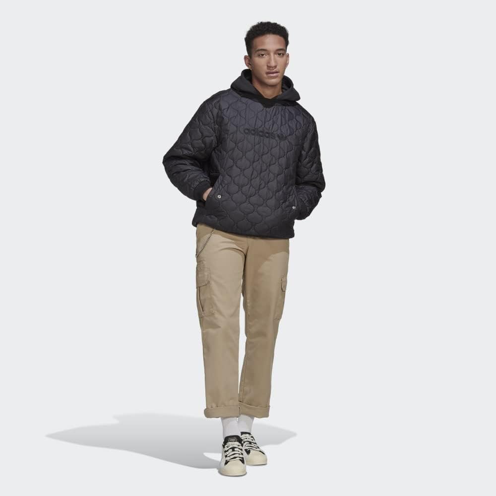 Adidas Men's Quilted Hoodie Sweatshirt, Black - Image 5