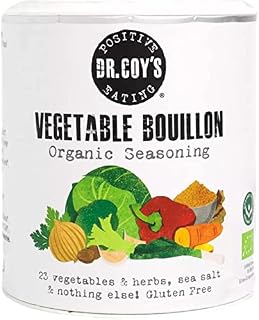 Dr. Coy's Organic Vegetable Bouillon - Vegan Vegetable Stock with Sea Salt - No Chicken, No Beef Vegetable Broth for Seasoning - Gluten Free and Keto Friendly - 150g