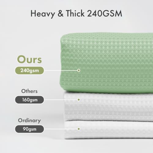 Image of AmazerBath Mint Green Shower Curtain Waffle Textured, Light Green Shower Curtain Fabric Thick Heavy Duty 240GSM, Hotel Quality Bathroom Shower Curtains, Premium Polyester, 72 x 72 Inches