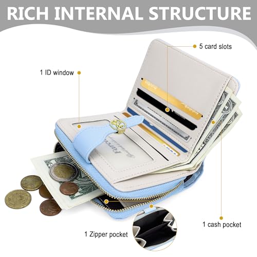 Image of Farcauo Womens Wallet Cute Small Wallets for Women Blue Coquette Bow Women's Wallet Kawaii Card Wallets for Women Ladies Bow Stuff