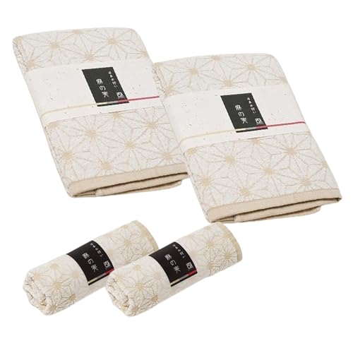 日本ふるさと創生(nihonfurusatosousei) 日本の佇い 麻の実 フェイス&バスタオル 亜麻色 各2枚セット 泉州タオル