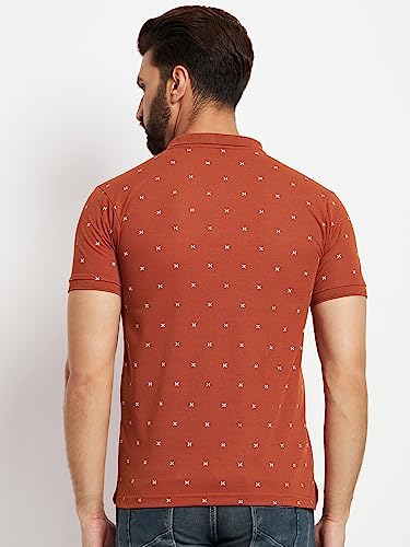 Image of Men's Cotton Half Sleeves Printed Polo T-shirt-POLO105