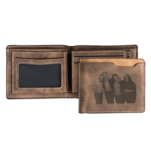 Personalized Custom Photo Wallets,Engraved Picture and Name Casual Bifold Wallets for Boyfriend,Men,Husband (Dark brown)3