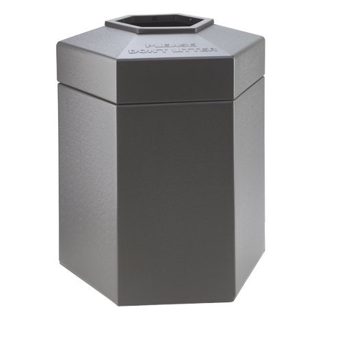 Commercial Zone 45-Gallon Hex Waste Container - Charcoal