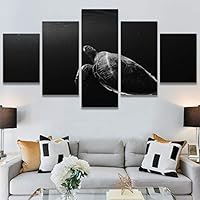 SIGNWIN 5 Panel Canvas Wall Art Alligators Closeup Dramatic Expressionism Hallway Minimalist Multicolor for Home Decorations Ready to Hang - 60