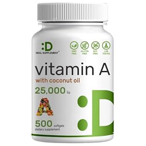 DEAL SUPPLEMENT High Potency Vitamin A 25000 IU, 500 Coconut Oil Softgels | Easily Absorbed, Natural Fish Liver Oil…