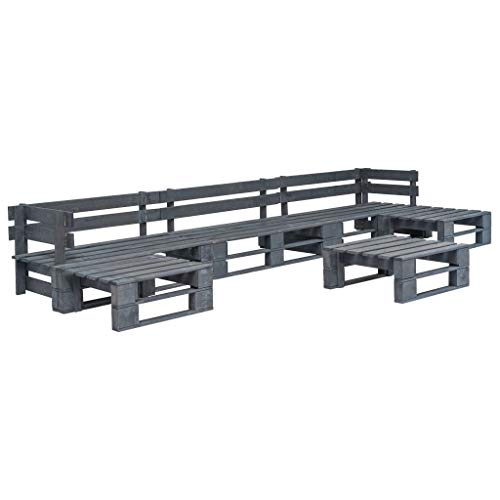 vidaXL Salon de jardin 4 pièces en palettes rustiques résistant aux intempéries - en bois FSC...