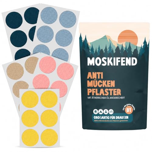 Mückenschutzpflaster für Kinder Babys & Erwachsene (mit Öl gegen Mücken) Anti Mücken Aufkleber Bunt 81 Patches für unterwegs | Mosquito Repellent Sticker Insektenschutz