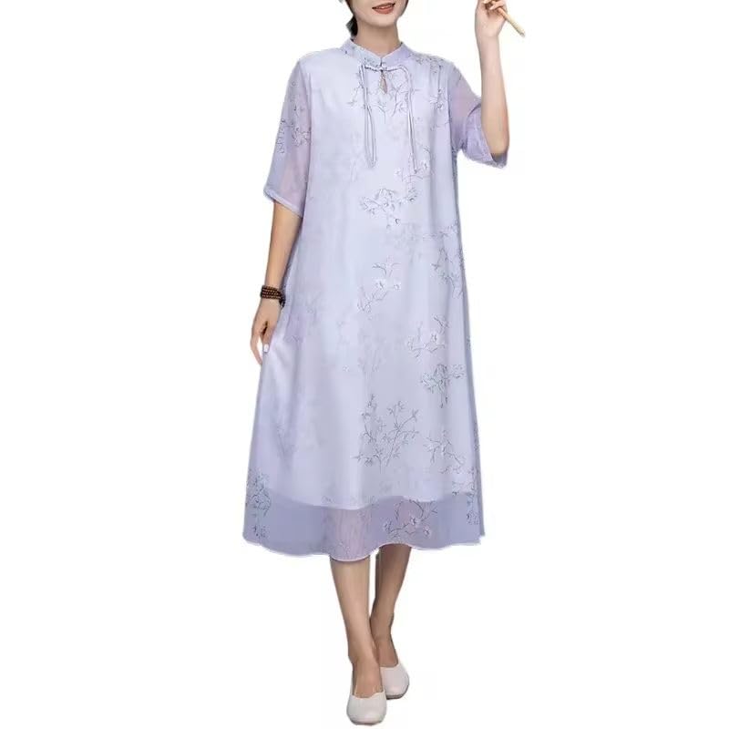 Robe d'été style chinois à franges fluide et confortable pour cocktail - 5