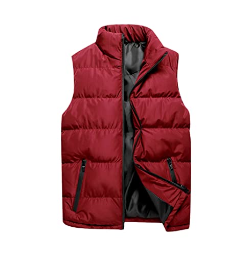 Gilet en coton épais sans manches pour homme rouge - Veste chaude rembourrée hiver taille M