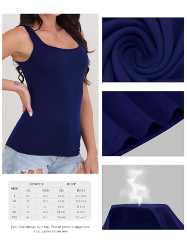 BQTQ 6 Pcs Women's Square Neck Tank Top Sleeveless Undershirt Basic Tank Tops for Women Girls3
