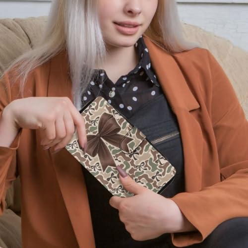 Image of COEQINE Ladies Wallets Pink Leopard Heart Black Printed Leather Phone Long Clutch Purses Check Coin Change Holder