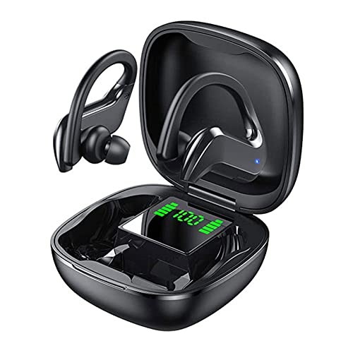 LIIAV Auriculares inalámbricos, verdadero inalámbrico en la oreja Bluetooth 5.0 con micrófono, bajos, IPX7 Auriculares de deporte de voz fuerte impermeable con estuche de carga for entrenamiento de gi