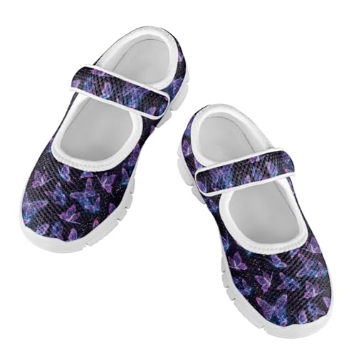 JoyLamoria Shining Butterfly Mary Jane for Girls Strap School Uniform Party Dress Shoes Lightweight Slip on Flats Sneakers2